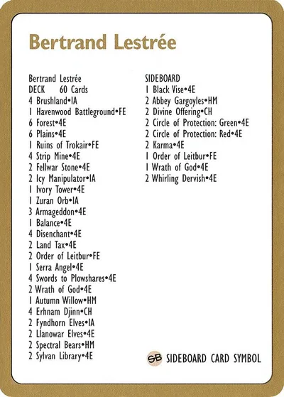 1996 Bertrand Lestree Decklist Card