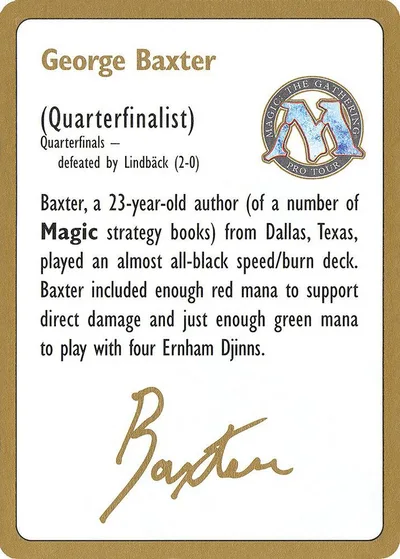 1996 George Baxter Biography Card