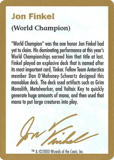 2000 Jon Finkel Biography Card