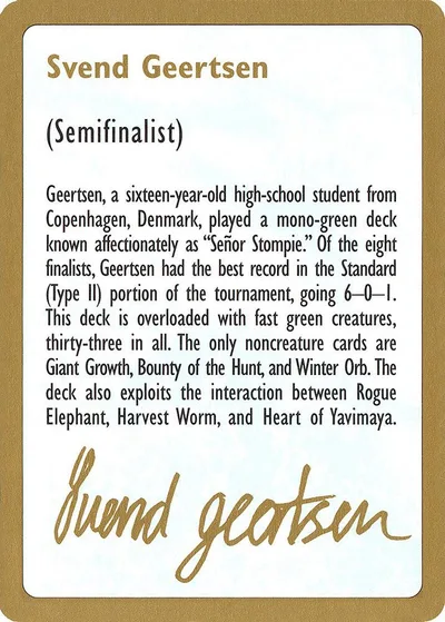1997 Svend Geertsen Biography Card