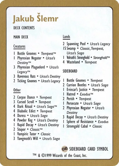 1999 Jakub Slemr Decklist Card