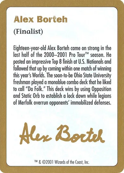 2001 Alex Borteh Biography Card