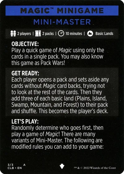 Mini-Master // Mini-Master (cont'd)